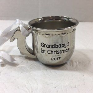 Hallmark Keepsake 2017 Grandbaby's 1st First Christmas Ornament Metal Cup